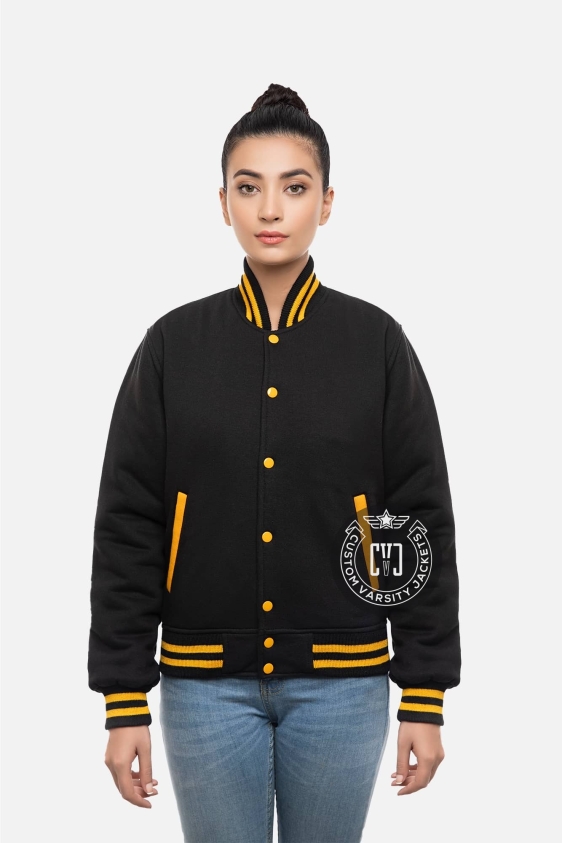 All Black Fleece Varsity Jacket