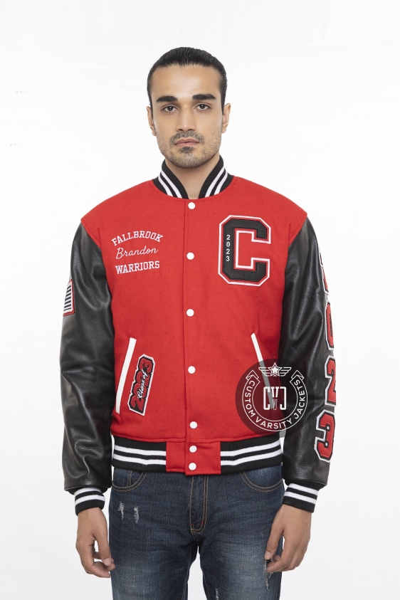 Fallbrook Warriors Red &amp; Black Varsity Jacket